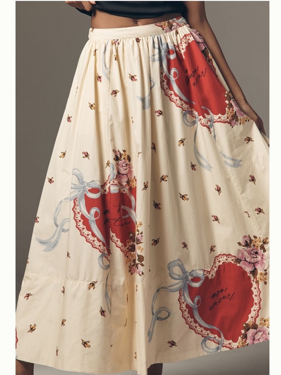 Anthropologie Dresses & Skirts - NWT Anthropologie Maeve Jacie Poplin Vintage Heart Floral Print Maxi Skirt S